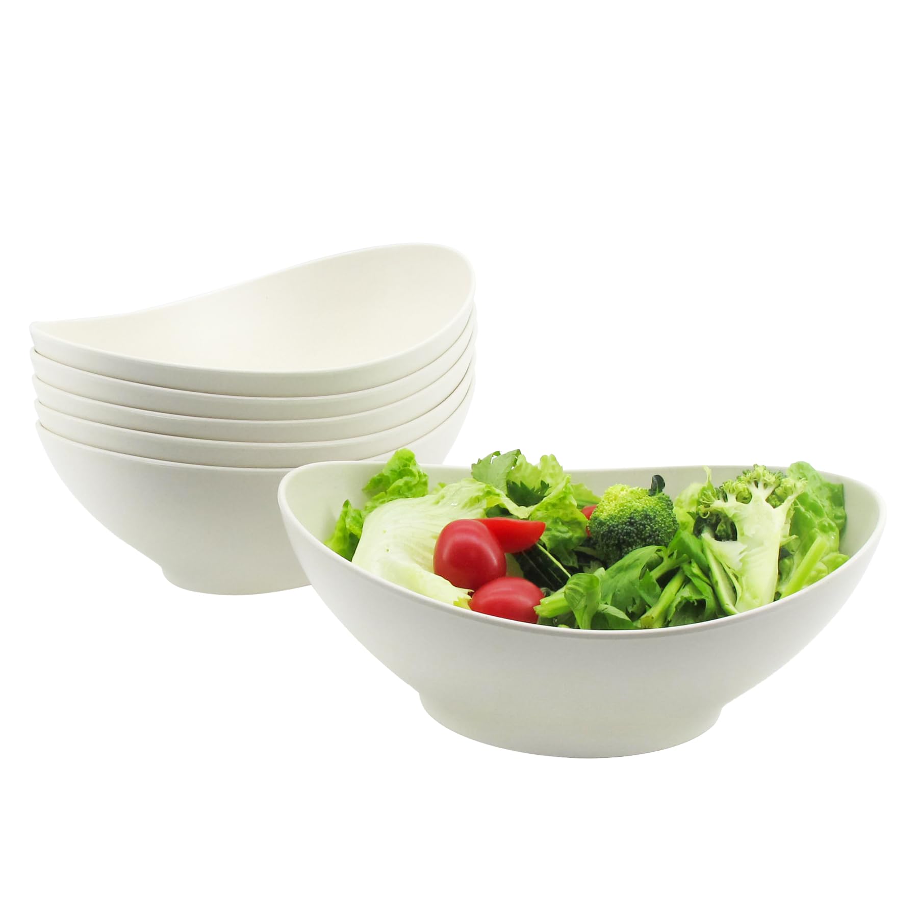 Amazon.com | Oval Salad Bowls 34oz, Bamboo Fiber Serving Bowls Set
